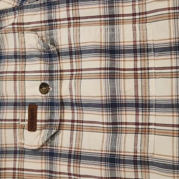 CARHARTT Tan & Blue Plaid Button-Up Work Shirt - Picture 4 of 9